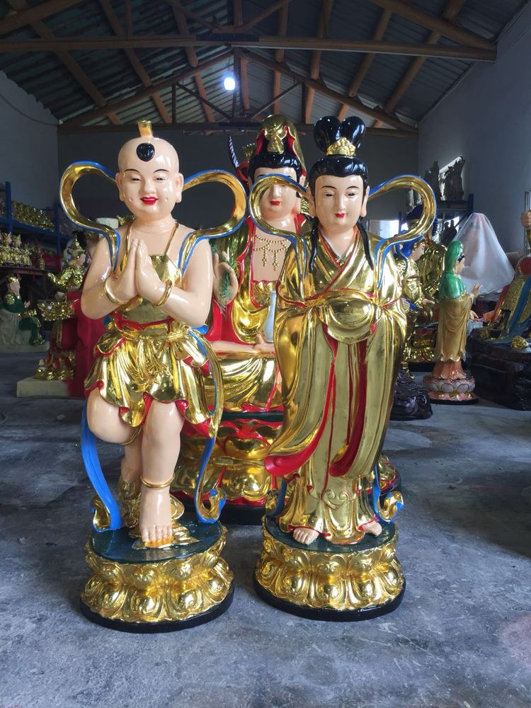 善财龙女佛像观音左右侍立金童玉女佛像寺庙玻璃钢神像童男童女佛像