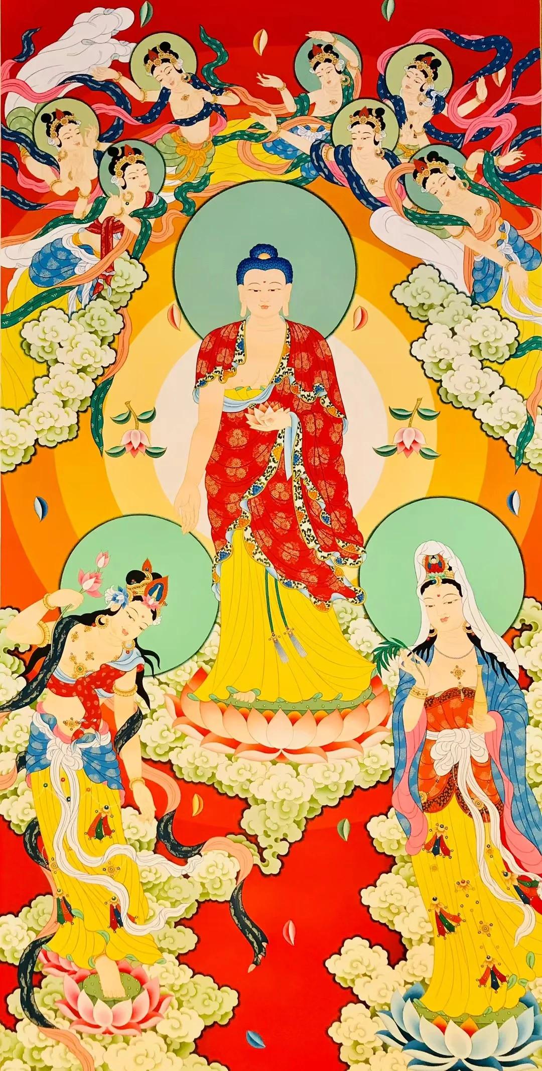 西方三圣神像西方极乐世界的大势至菩萨,阿弥陀佛