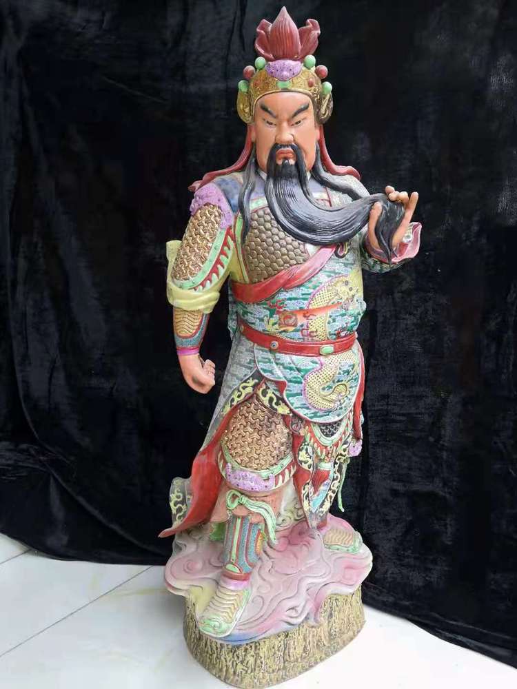 寺庙佛像关公爷佛像坐读春秋关二哥持刀关公极彩古彩神像