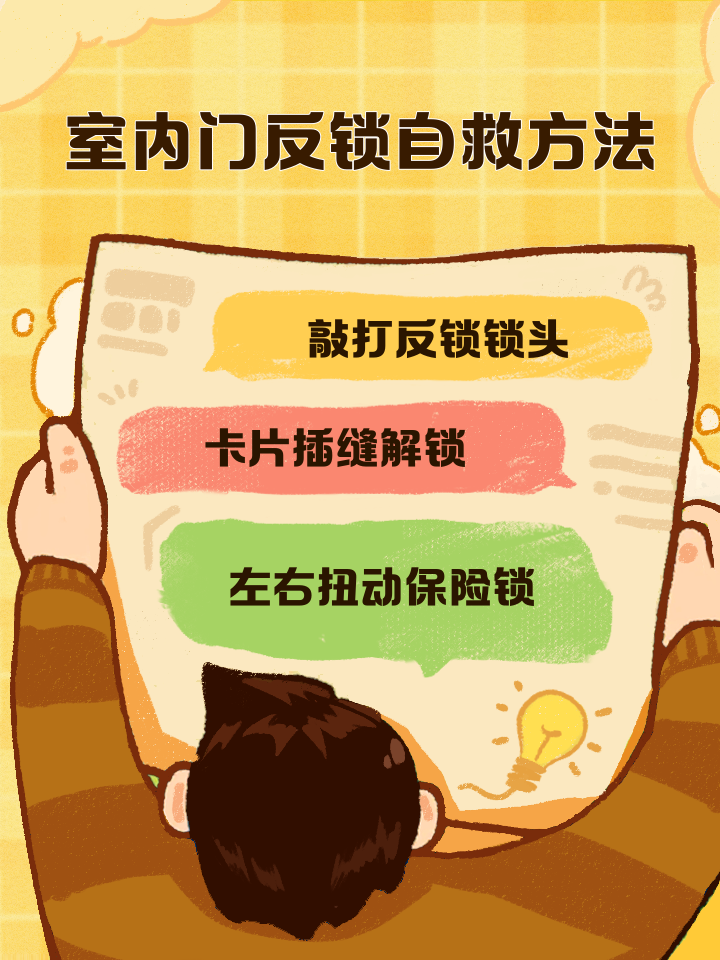 今天不小心把房间门反锁了,请问这个锁怎么撬开,而且伤到门!