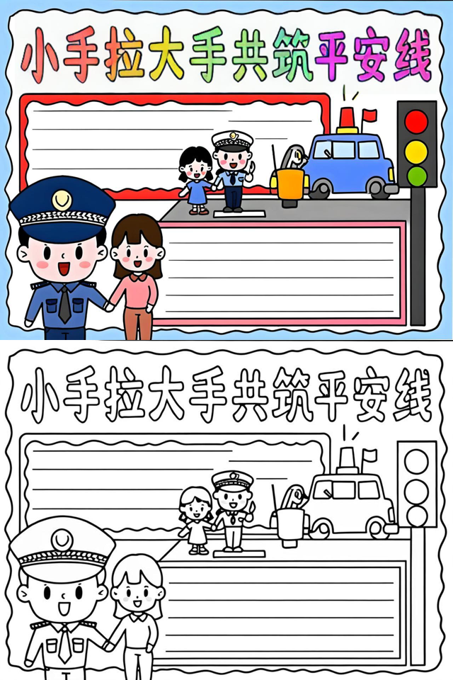 大手牵小手手抄报视频