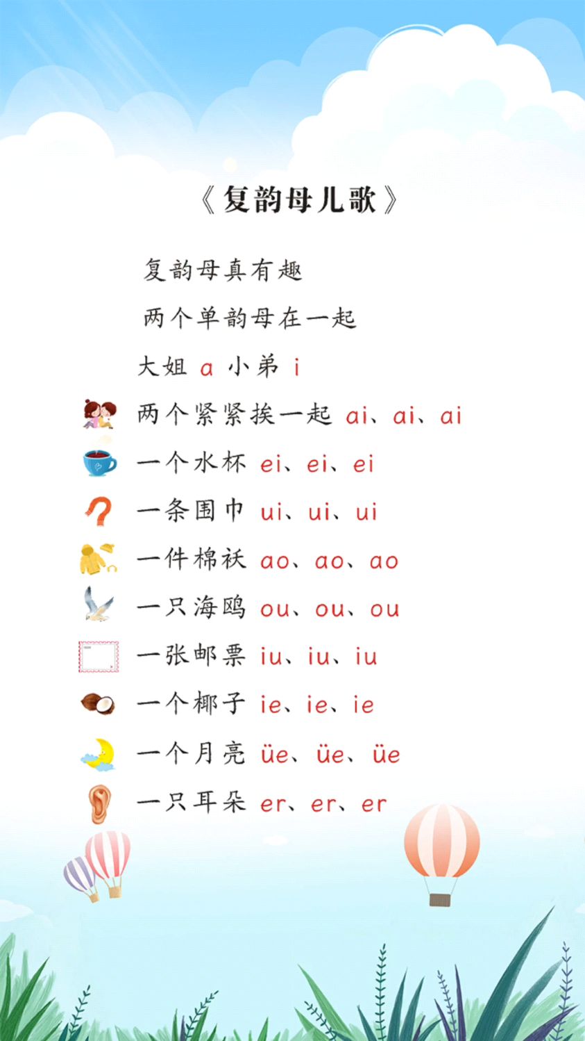 怎么教孩子学复韵母拼音