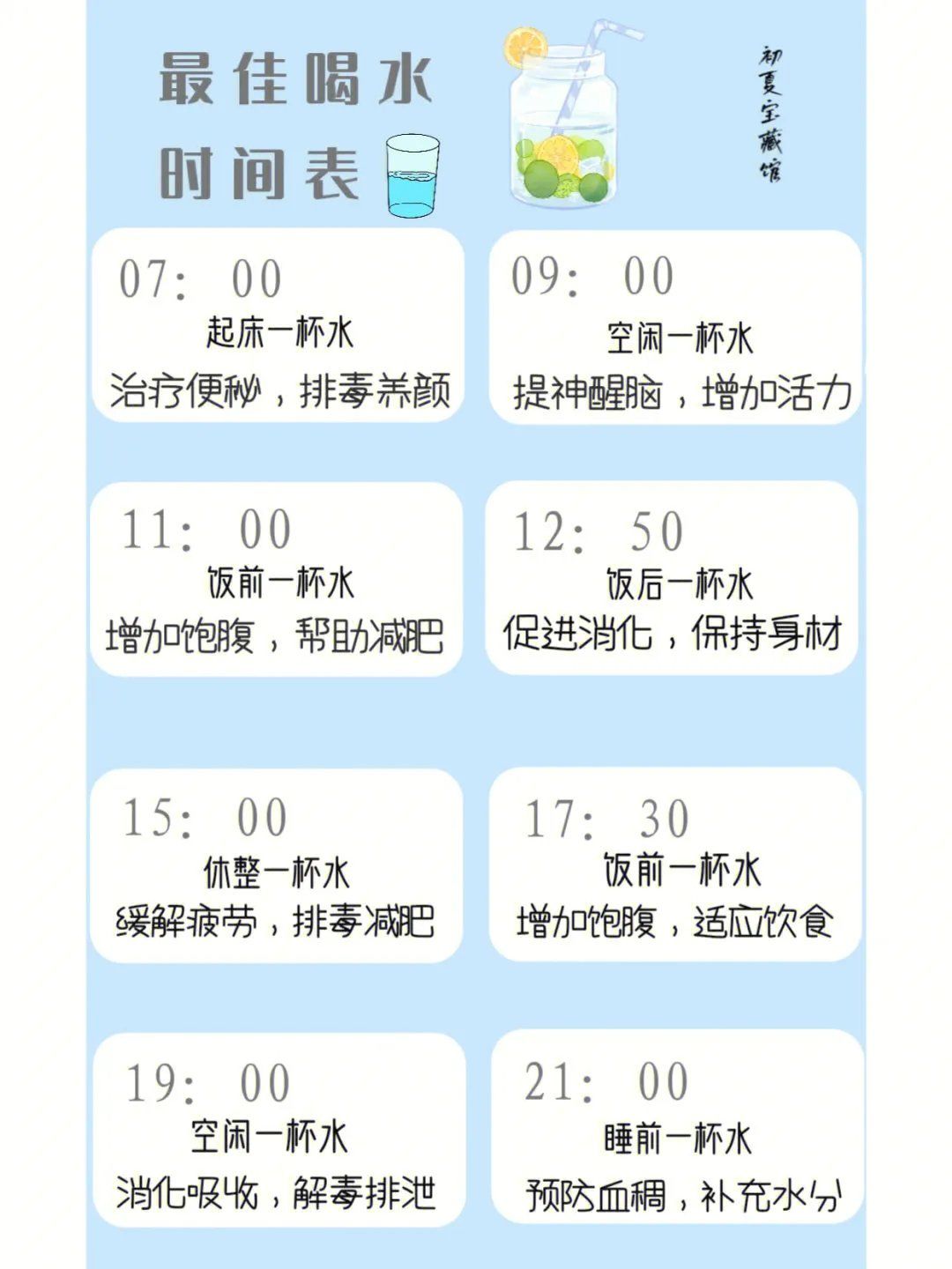 一天最佳喝水时间表