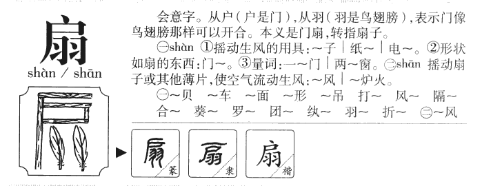 扇字的五笔输入法