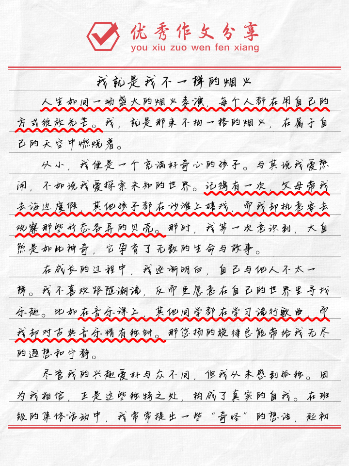 我就是我不一样的烟火上一句