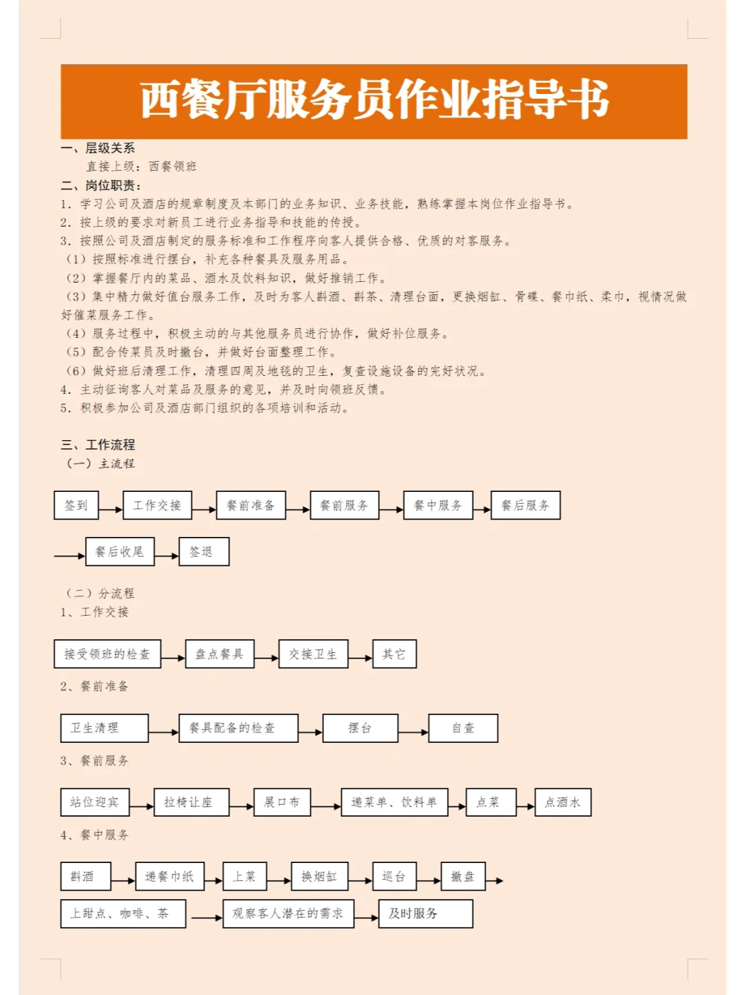 餐饮服务流程及标准