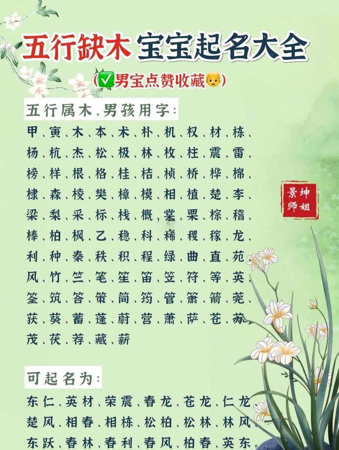 木字旁男孩名字大全李姓