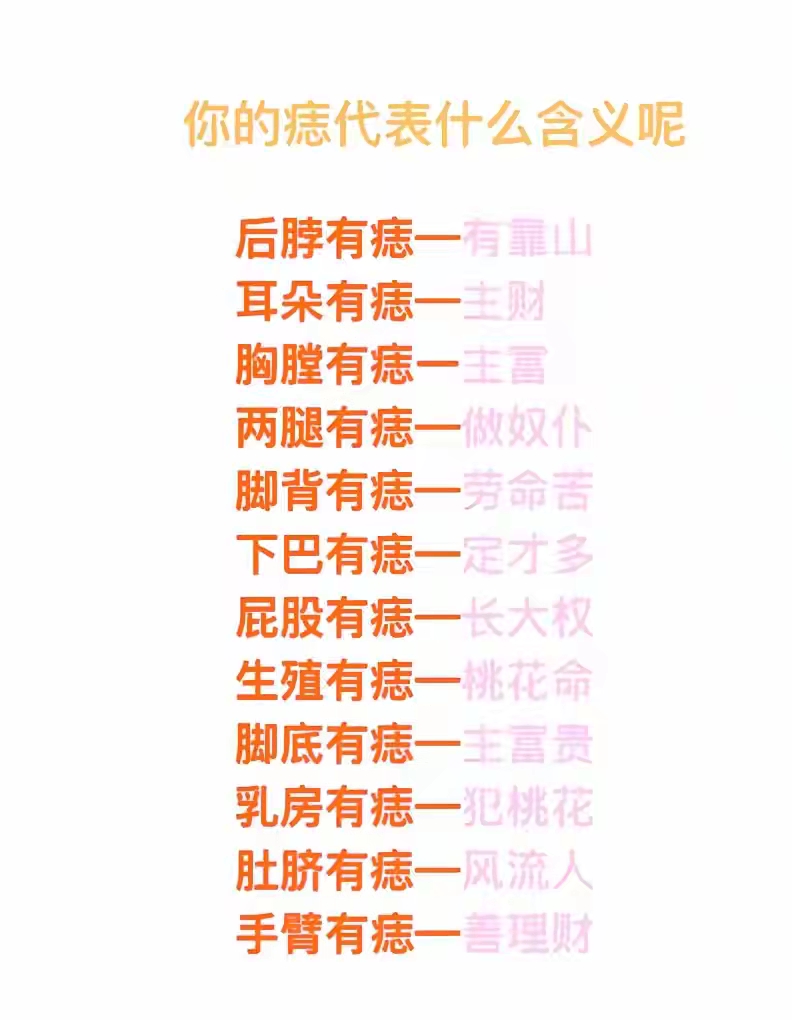 身上有痣 算命图解
