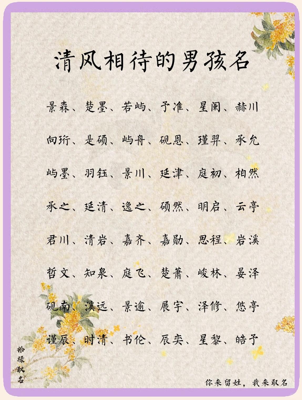 淡雅唯美古风意境家族名字