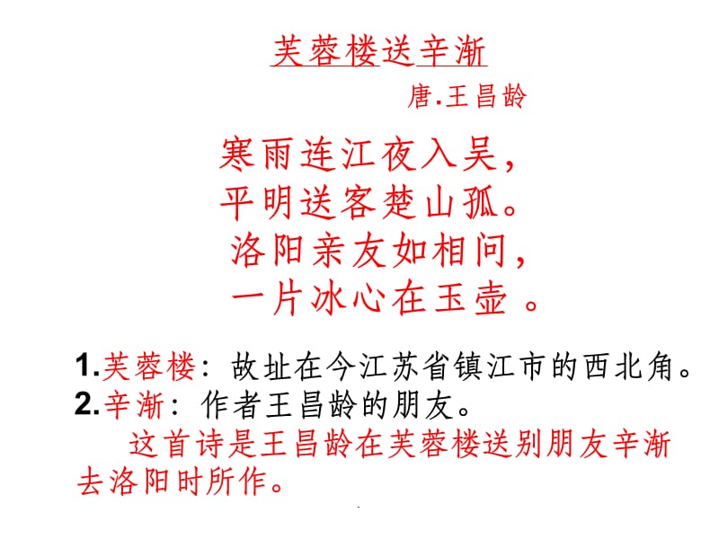 芙蓉楼送辛渐全文意思